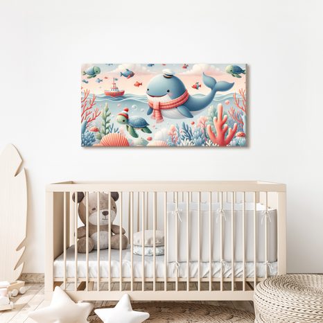 OBRAZ VELRYBA A ŽELVA V OCEÁNU - CHILDREN'S PICTURES OF ANIMALS - PICTURES