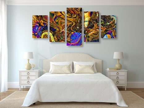5 RÉSZES KÉP KÉP TELE ABSZTRAKT MŰVÉSZETTEL - ABSZTRAKT KÉPEK - KÉPEK