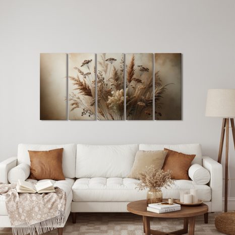 WANDBILD STRAUSS AUS TROCKENBLUMEN - BILDER VON GRASHALMEN - BILDER