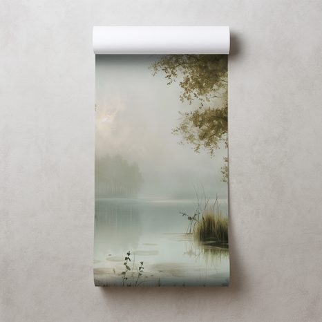 TAPET PEISAJ DE PĂDURE ÎN CEAȚĂ - TAPET COPACI - TAPETURI