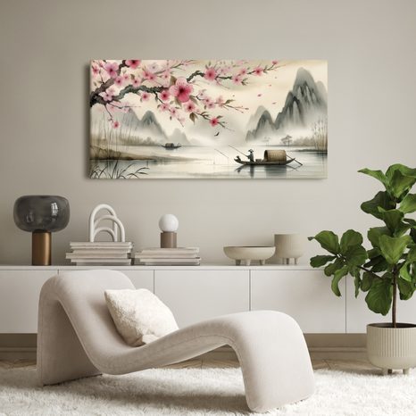 OBRAZ KLIDNÉ RYBAŘENÍ V ASII - OBRAZY JEZERA - OBRAZY