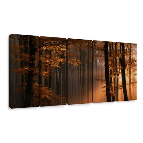 5-DÍLNÝ OBRAZ PODZIMNÍ LES V MLZE - PICTURES FOREST - PICTURES