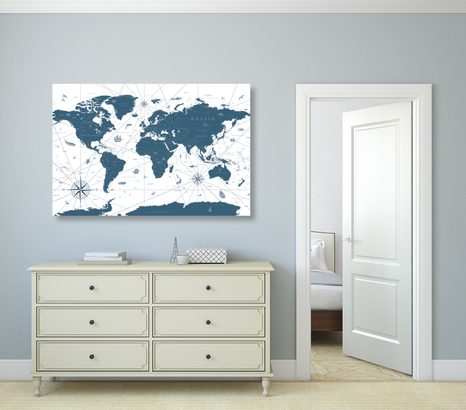 TABLOU HARTA ÎN DESIGN ALBASTRU - TABLOURI CU HĂRȚI - TABLOURI