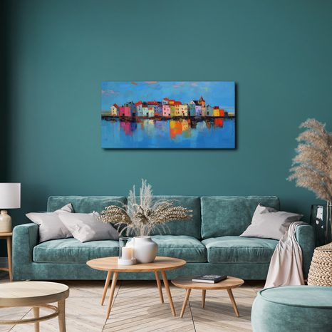 SLIKA ŠARENE KUĆICE IZNAD VODE - ŠARENE KUĆE - SLIKE