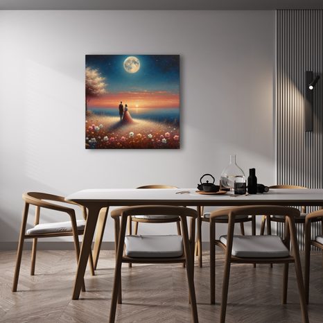 WANDBILD ROMANTISCHER SPAZIERGANG ZWISCHEN BLUMEN - BILDER MIT LIEBESMOTIVEN - BILDER