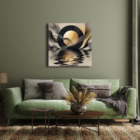 OBRAZ ZLATÝ MĚSÍC NAD HLADINOU - ABSTRAKTNÍ OBRAZY - OBRAZY