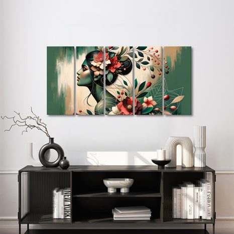 5-DÍLNÝ OBRAZ DÍVKA S PŘÍRODOU - OBRAZY ŽENY - OBRAZY