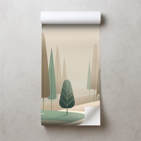 SAMOLEPÍCÍ TAPETA MINIMALISTICKÁ LESNÍ KRAJINA - TAPETY MANDALA - TAPETY