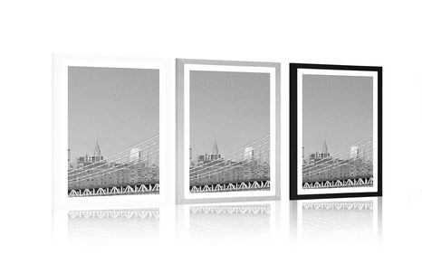 POSTER WITH MOUNT SKYSCRAPERS IN NEW YORK CITY IN BLACK AND WHITE - BLACK AND WHITE - POSTERS