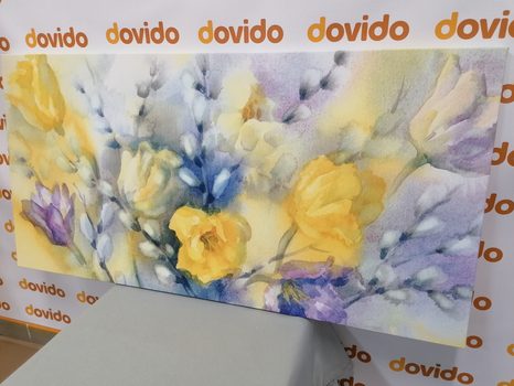 OBRAZ AKVARELOVÉ ŽLUTÉ TULIPÁNY - OBRAZY KVĚTŮ - OBRAZY