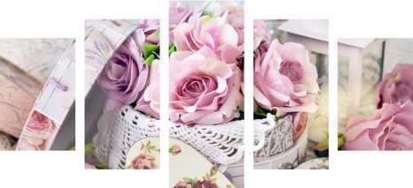 5-DÍLNÝ OBRAZ ROMANTICKÝ VINTAGE STYL - VINTAGE A RETRO OBRAZY - OBRAZY