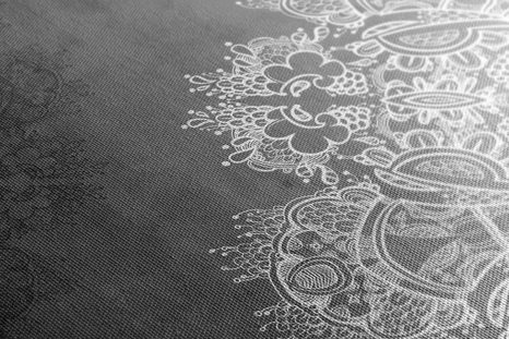 KÉP VIRÁGOS MANDALA RÉSZE FEKETE FEHÉRBEN - FEKETE-FEHÉR KÉPEK - KÉPEK