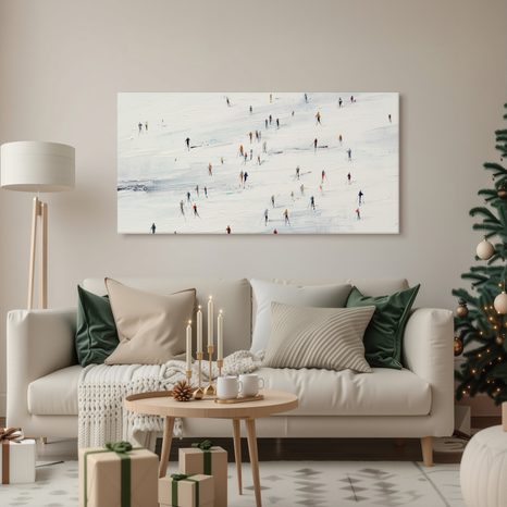 WANDBILD SKIFAHRER IN WINTERLANDSCHAFT - WEIHNACHTS- UND WINTERBILDER - BILDER