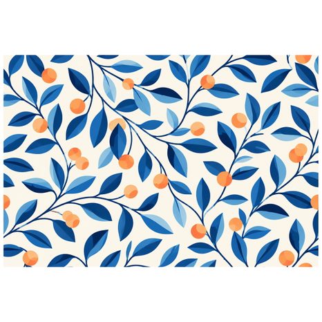 TAPETA MODRÉ VETVIČKY S ORANŽOVÝMI PLODMI - TAPETY KVETY - TAPETY