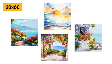 SET OBRAZŮ VÝCHOD SLUNCE U MOŘE - SESTAVY OBRAZŮ - OBRAZY