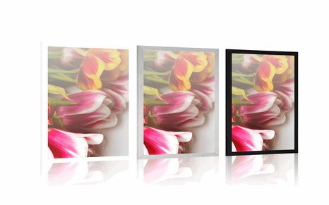 PLAKÁT KYTICE BAREVNÝCH TULIPÁNŮ - KVĚTINY - PLAKÁTY
