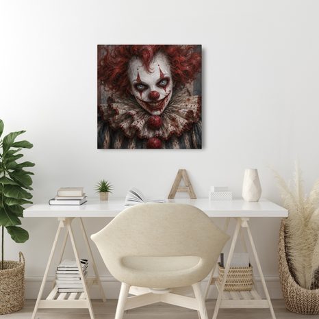 QUADRO SU TELA – CLOWN HORROR DAL SORRISO AGGHIACCIANTE - QUADRI HALLOWEEN E HORROR - STAMPE E QUADRI