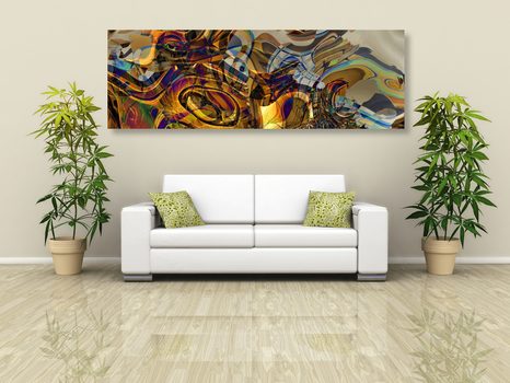 КАРТИНА НА ПЛАТНО – В АБСТРАКТЕН ЗЛАТЕН ДИЗАЙН - АБСТРАКТНИ КАРТИНИ - КАРТИНИ