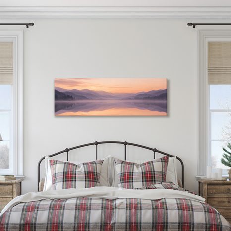 TABLEAU SUR TOILE – AUBE PAISIBLE SUR L’EAU - TABLEAUX DU LAC - TABLEAUX