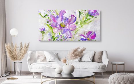 CANVAS PRINT MODERN PAINTED SUMMER FLOWERS - PICTURES FLOWERS - PICTURES