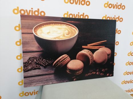 OBRAZ KÁVA S ČOKOLÁDOVÝMI MAKRÓNKAMI - OBRAZY JEDLÁ A NÁPOJE - OBRAZY