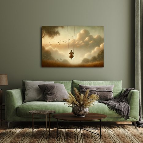 WANDBILD MÄDCHEN AUF DER SCHAUKEL - BILDER VON MENSCHEN - BILDER