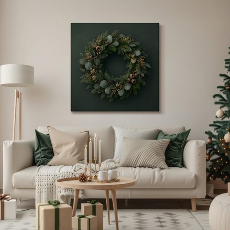 CANVASTAVLA GRÖN NATURLIG ADVENTSKRANS - JUL- OCH VINTERTAVLOR - TAVLOR