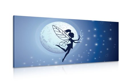 CANVAS PRINT FAIRY IN THE FULL MOON - CHILDRENS PICTURES - PICTURES