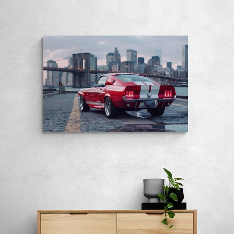 WANDBILD MUSTANG MIT PANORAMA VON NEW YORK - BILDER - 🔥 TOTALAUSVERKAUF