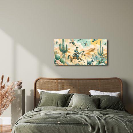 OBRAZ WESTERNOVÁ SCÉNA S KONĚM - DĚTSKÉ OBRAZY - OBRAZY