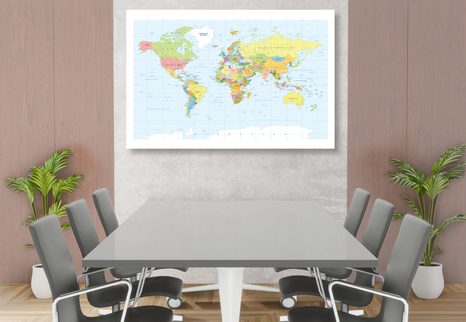 WANDBILD AUF KORK KLASSISCHE WELTKARTE MIT WEISSEM RAND - WANDBILDER AUF KORK - BILDER