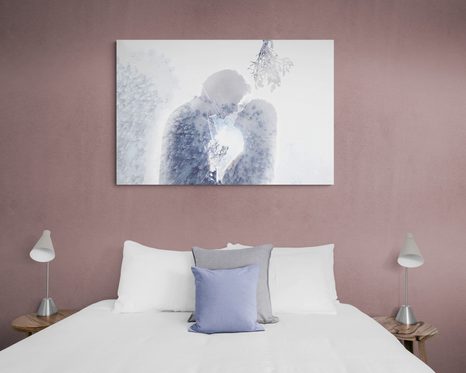 OBRAZ ZAMILOVANÝ PÁR POD IMELOM - OBRAZY LÁSKA - OBRAZY