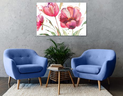 WANDBILD WUNDERSCHÖNE TULPEN IM INTERESSANTEN DESIGN - BILDER BLUMEN - BILDER