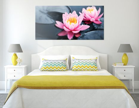 WANDBILD LOTOSBLÜTE IM SEE - BILDER BLUMEN - BILDER