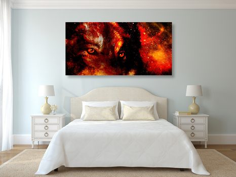 WANDBILD GEHEIMNISVOLLER WOLF - BILDER TIERE - BILDER