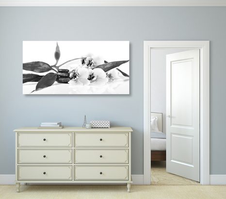 OBRAZ ZÁTIŠÍ S ZEN KAMENY V ČERNOBÍLÉM PROVEDENÍ - ČERNOBÍLÉ OBRAZY - OBRAZY