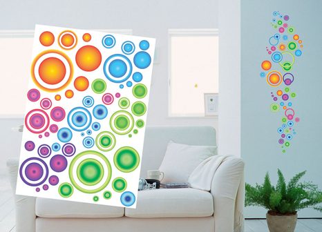 DECORATIVE WALL STICKERS COLORED CIRCLES - STICKERS