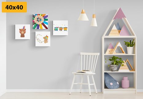 SET OBRAZŮ V ZÁBAVNÉM BAREVNÉM PROVEDENÍ - SESTAVY OBRAZŮ - OBRAZY