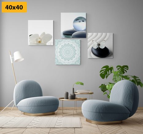 SET OBRAZŮ FENG SHUI V JEMNÝCH TÓNECH - SESTAVY OBRAZŮ - OBRAZY