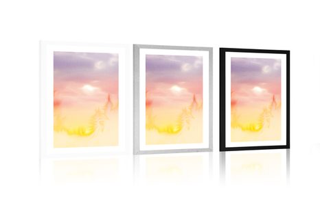 POSTER MIT PASSEPARTOUT ZARTE KONTUREN DES WALDES - MOTIVE AUS UNSERER WERKSTATT - POSTER