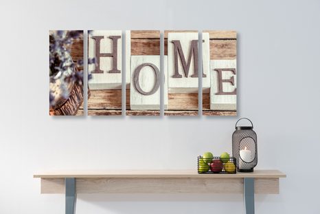 5-DÍLNÝ OBRAZ PÍSMENKA HOME - OBRAZY S CITÁTY A NÁPISY - OBRAZY