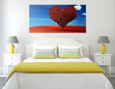 TABLEAU SUR TOILE – ARBRE MAGNIFIQUE EN FORME DE CŒUR - TABLEAUX D'AMOUR - TABLEAUX