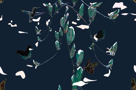 SAMOLEPÍCÍ TAPETA KRÁSNÉ MOTÝLY V MODRÉM PROVEDENÍ - SAMOLEPÍCÍ TAPETY - TAPETY