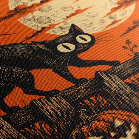 QUADRO SU TELA – GATTO DI HALLOWEEN TRA LE ZUCCHE - QUADRI HALLOWEEN E HORROR - STAMPE E QUADRI