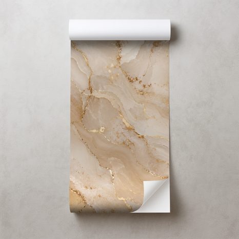 ZELFKLEVEND FOTOBEHANG BEIGE MARMER MET GOUDEN ADERS - MARMER FOTOBEHANG - FOTOBEHANG