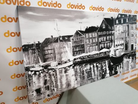 OBRAZ OLEJOMALBA BENÁTKY V ČERNOBÍLÉM PROVEDENÍ - ČERNOBÍLÉ OBRAZY - OBRAZY