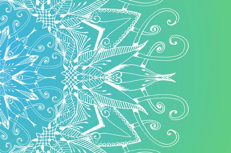 KÉP FEHÉR MANDALA ZÖLDES KÉK HÁTTÉREN - FENG SHUI KÉPEK - KÉPEK