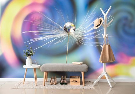 SAMOLEPÍCÍ TAPETA KAPKA ROSY NA BAREVNÉM POZADÍ - SAMOLEPÍCÍ TAPETY - TAPETY