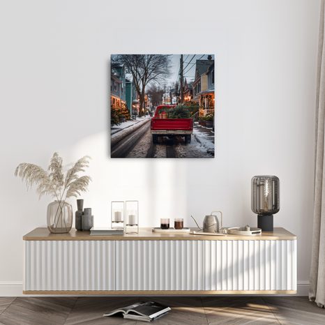 OBRAZ ZASNĚŽENÁ ULICE S VÁNOČNÍMI SVĚTLY - VÁNOČNÍ A ZIMNÍ OBRAZY - OBRAZY