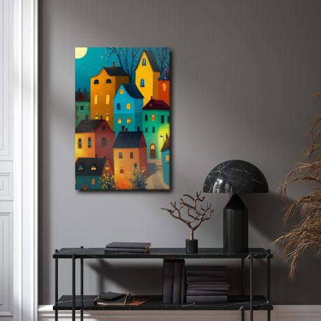 OBRAZ BAREVNÉ DOMKY V NOCI - BAREVNÉ DOMY - PICTURES